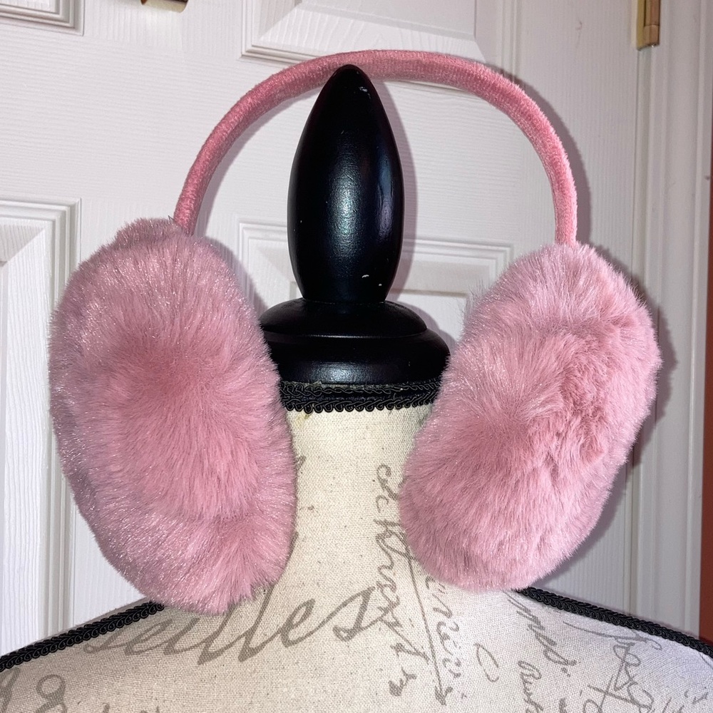 NWOT Pink Fuzzy Faux Fur Ear Muffs Winter Accessory